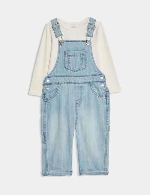 2pc Pure Cotton Denim Dungaree Outfit (0-3 Yrs)