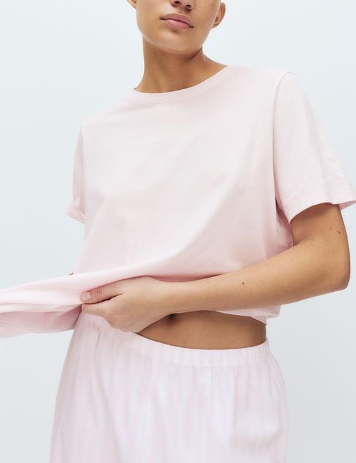 Pure Cotton Pyjama Set With Woven Bottoms