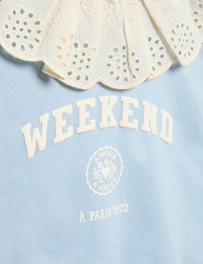 Cotton Rich Broderie Collar Sweatshirt (2-8 Yrs)