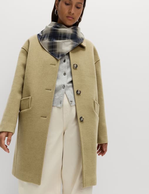 Twill Single Breasted Collared Coat