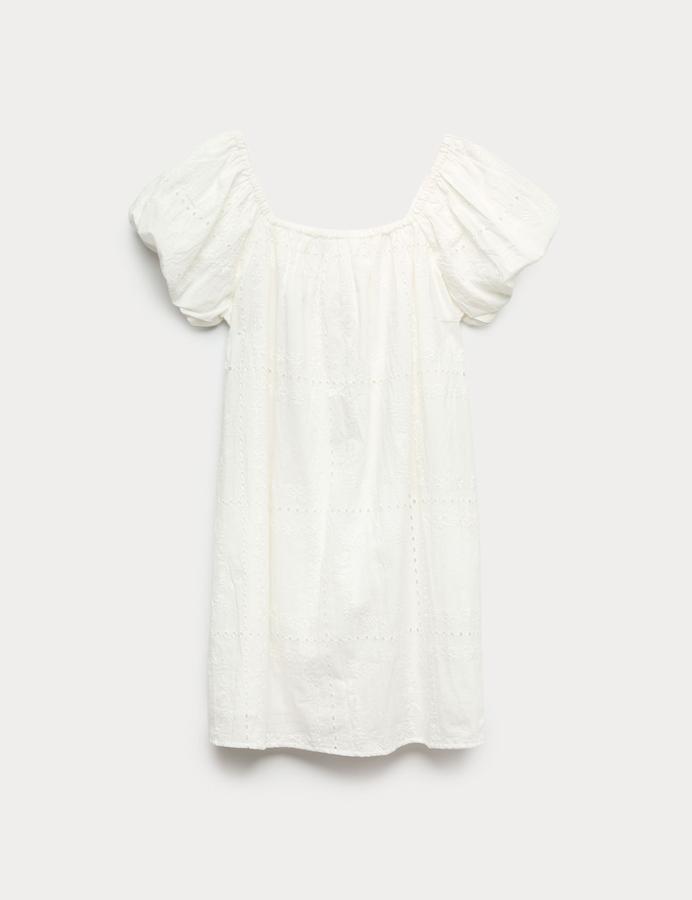 Pure Cotton Puff Sleeve Mini Dress (6-16 Yrs)