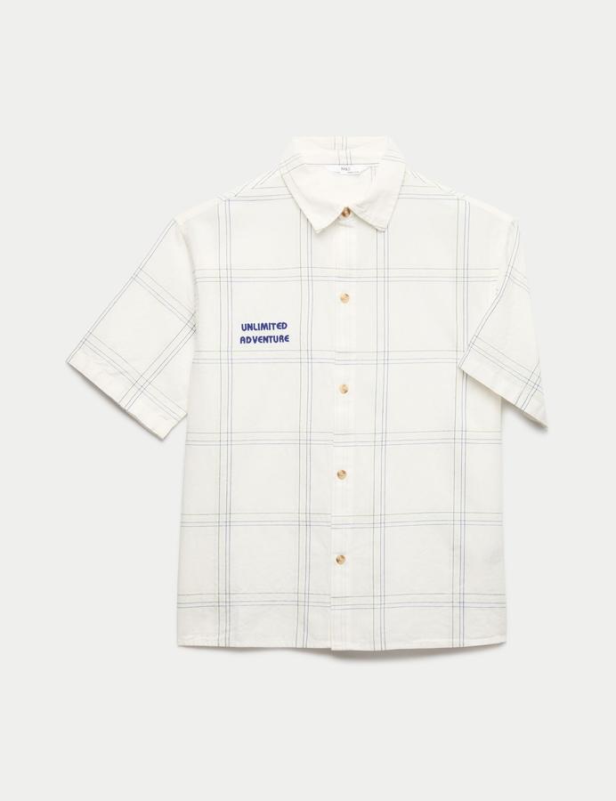 Pure Cotton Textured Check Shirt (6-16 Yrs)