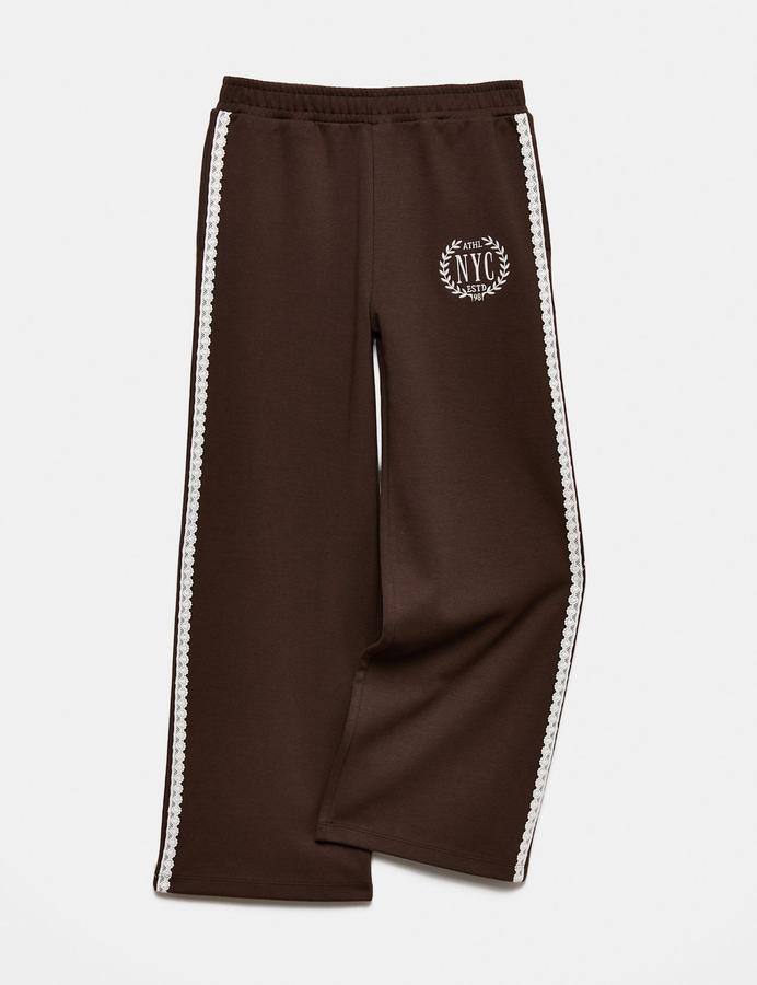 Embroidered Lace Trim Wide Leg Joggers (6-16 Yrs)