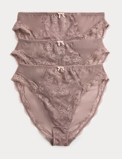 3pk Jasmine Lace High Waisted High Leg Knickers