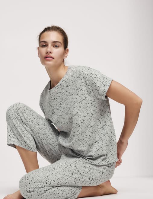 Cotton Rich Printed Cropped Pyjama Set