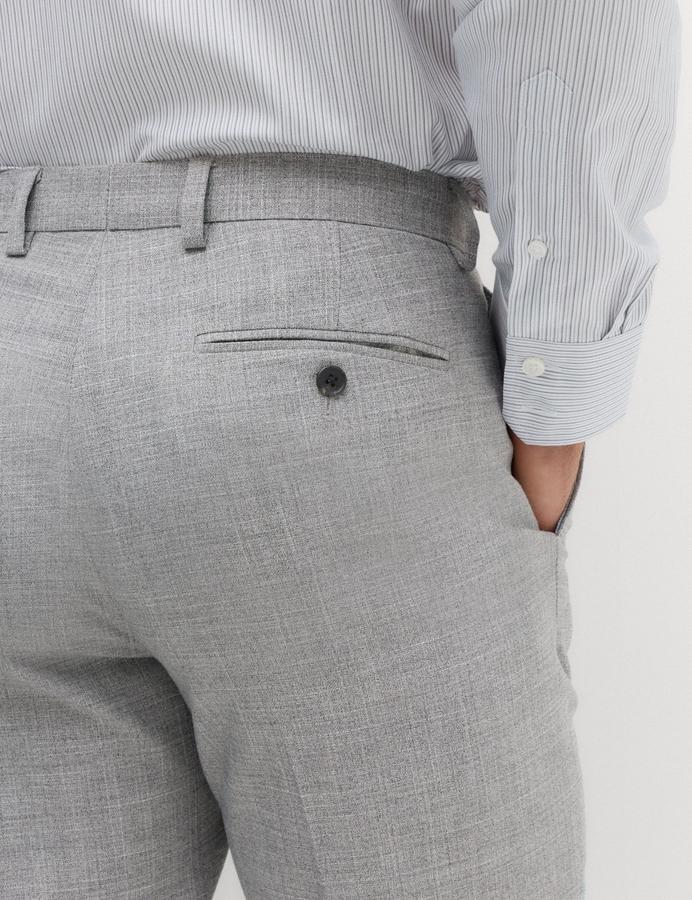 Regular Fit Textured Stretch Suit Trousers
