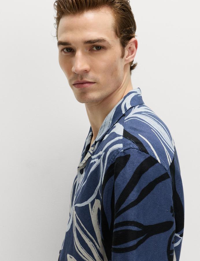 Linen Blend Hawaiian Short Sleeve Shirt