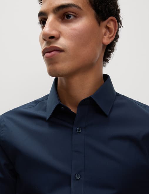 Slim Fit Easy Iron Cotton Blend Shirt