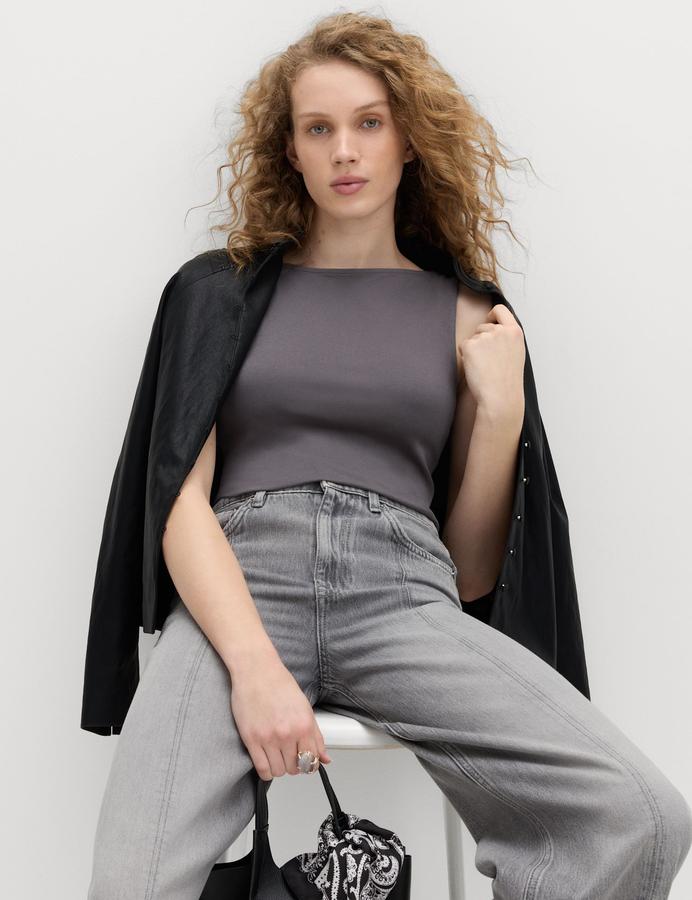 Cotton Rich Slash Neck Slim Fit Vest