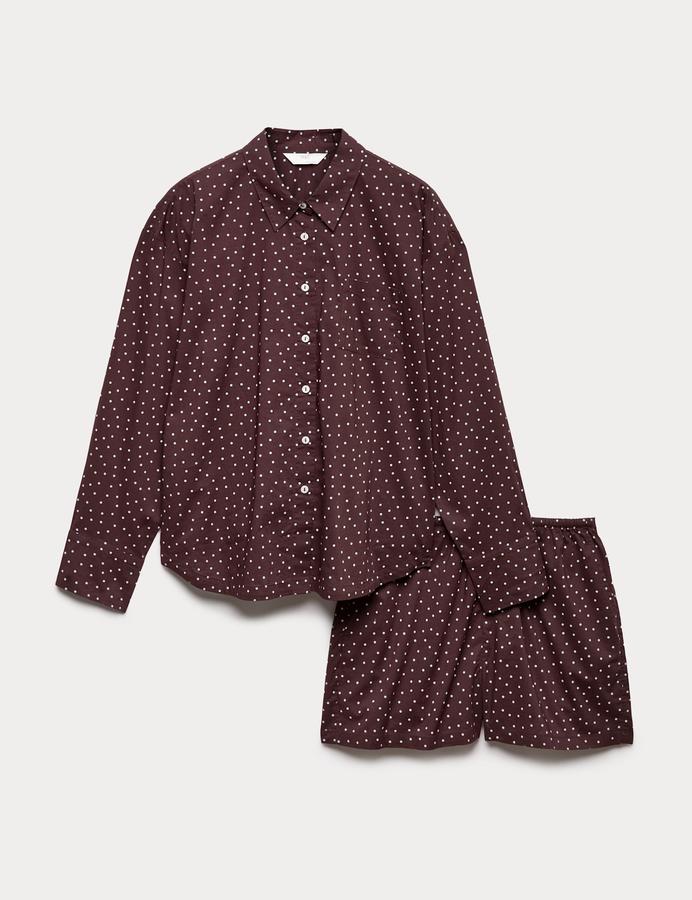 Pure Cotton Polka Dot Revere Shortie Set