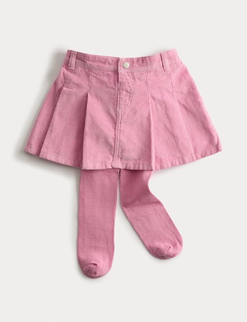 Corduroy Pleated Skirt & Tights (2-8 Yrs)