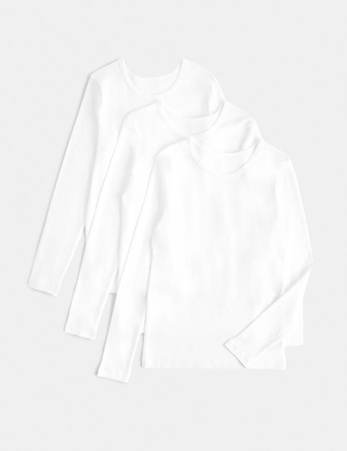3 Pack Pure Cotton Long Sleeve Vests (2-14 Yrs)