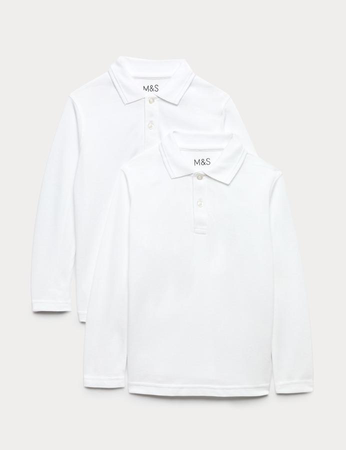 2 Pack Unisex Pure Cotton Stain Resist School Polo Shirts (2-18 Yrs)