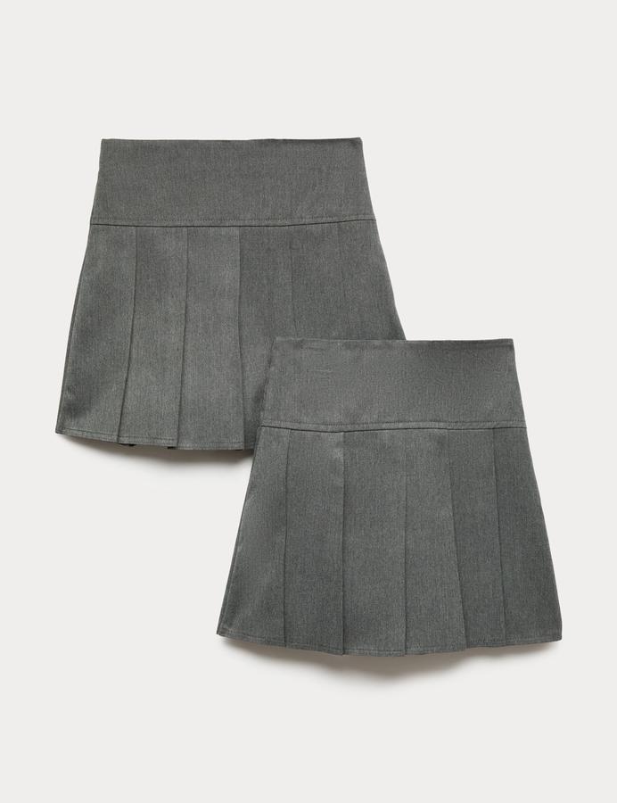 2 Pack Girls' Pleated School Skirts (2-18 Yrs)