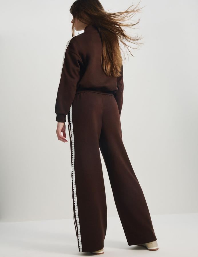 Embroidered Lace Trim Wide Leg Joggers (6-16 Yrs)