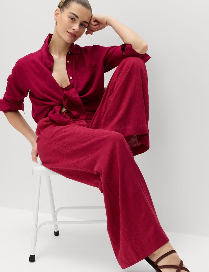 Cotton Rich Beach Trousers with Linen