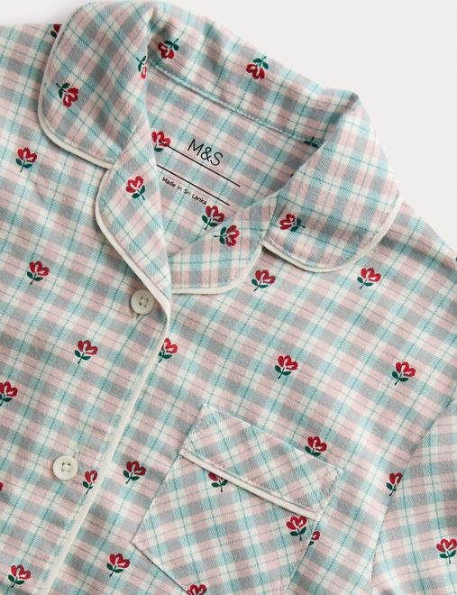 Kids' Pure Cotton Floral Check Revere Pyjamas (12 Mths-8 Yrs)