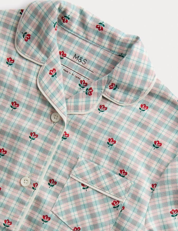 Kids' Pure Cotton Floral Check Revere Pyjamas (12 Mths-8 Yrs)