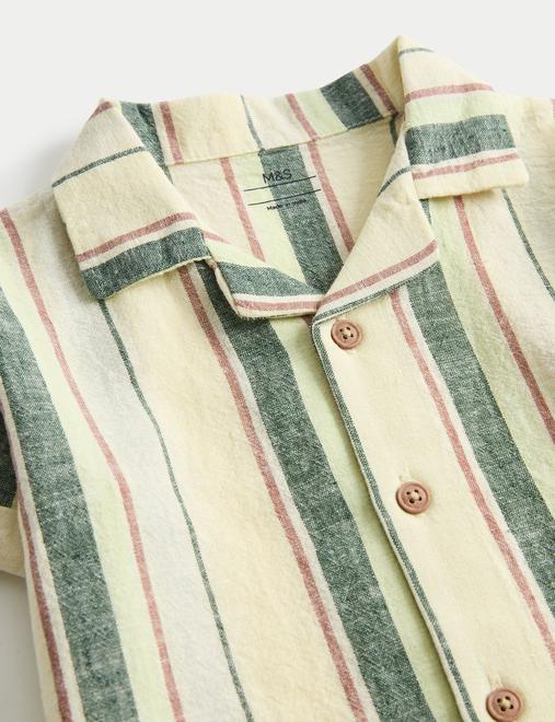Cotton Linen Blend Striped Shirt (0-5 Yrs)