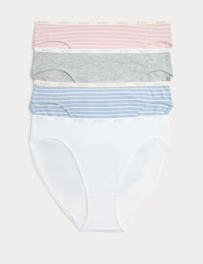 4pk Cotton Rich High Leg Knickers