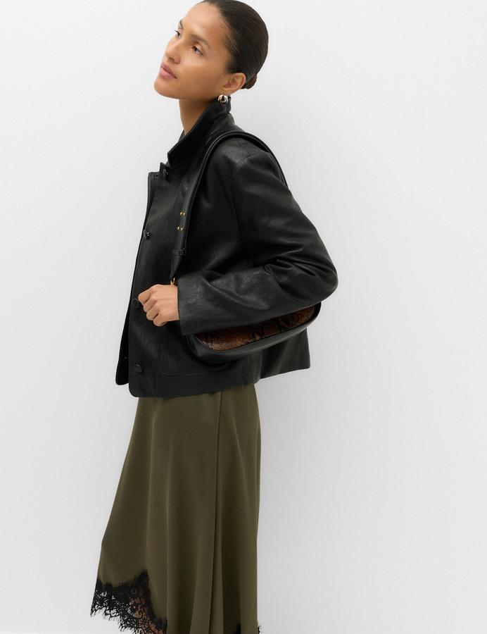 Faux Leather Padded Short Jacket