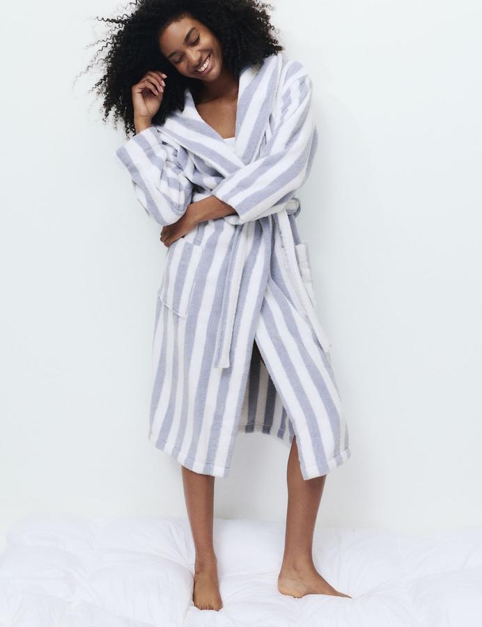 Pure Cotton Stripe Towelling Gown
