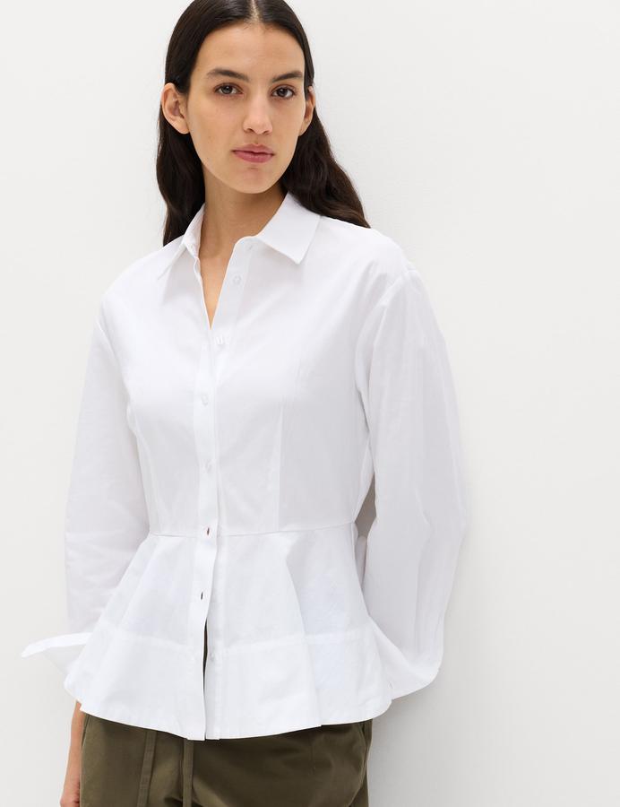 Pure Cotton Button Through Peplum Shirt