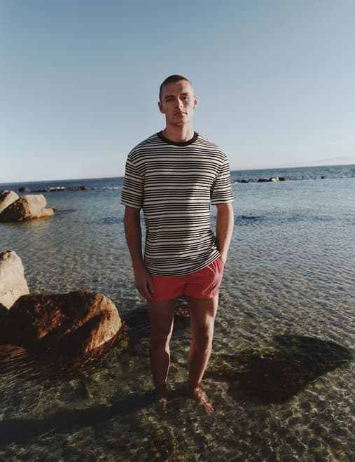 Relaxed Fit Cotton Rich Textured Striped T-Shirt