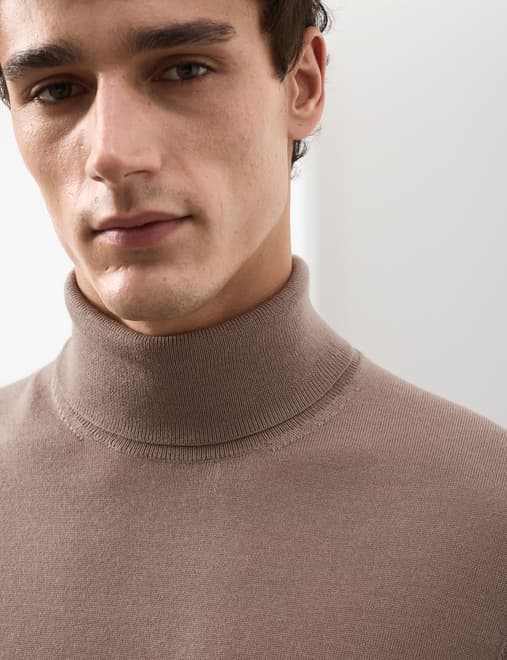 Pure Extra Fine Merino Wool Roll Neck Jumper