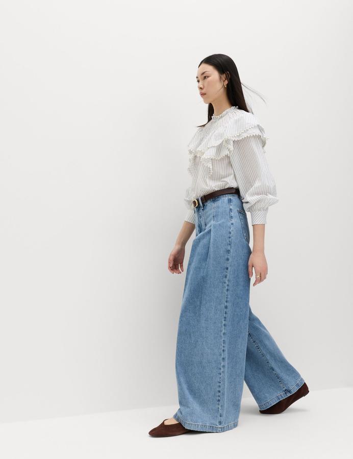 High Waisted Pleated Palazzo Jeans
