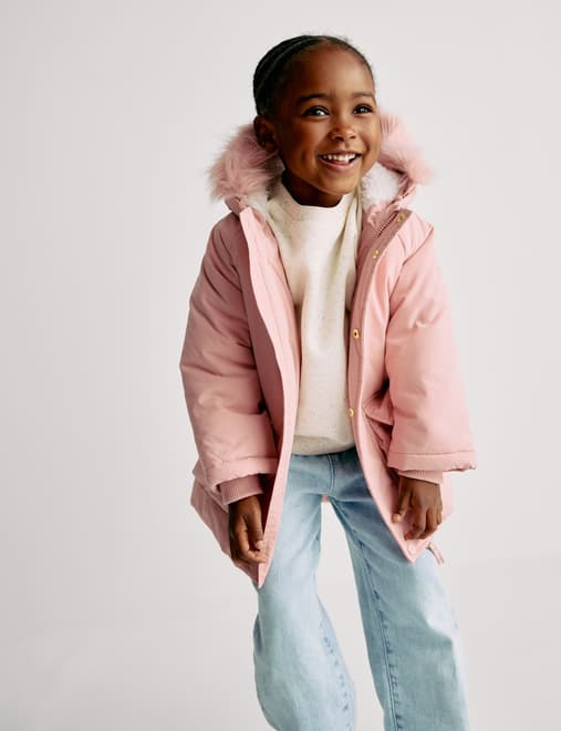 Cotton Rich Faux Fur Hooded Parka (2-8 Yrs)