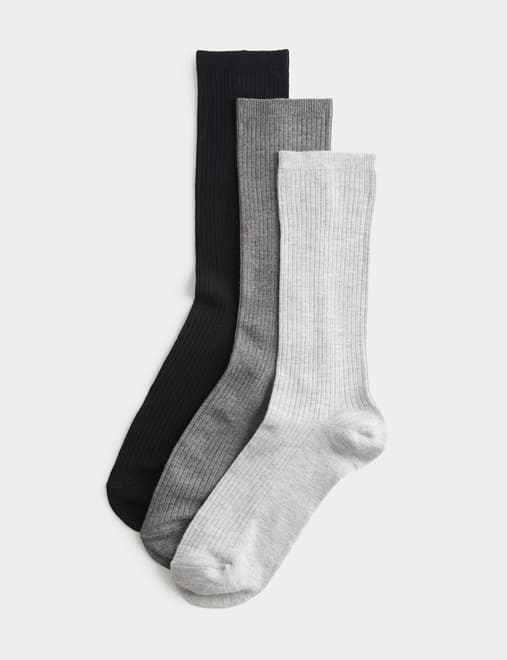 3 Pack Supersoft Ribbed Crew Socks