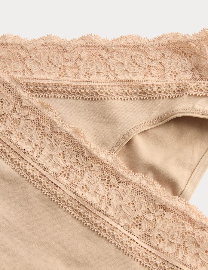 5pk Cotton Lycra® High Leg & Lace Knickers