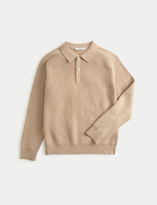 Cotton Blend Polo Jumper (6-16 Yrs)