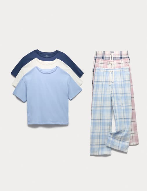 3pk Pure Cotton Checked Pyjama Sets (1-16 Yrs)