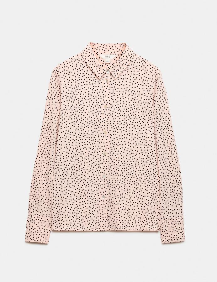 Polka Dot Printed Collared Shirt