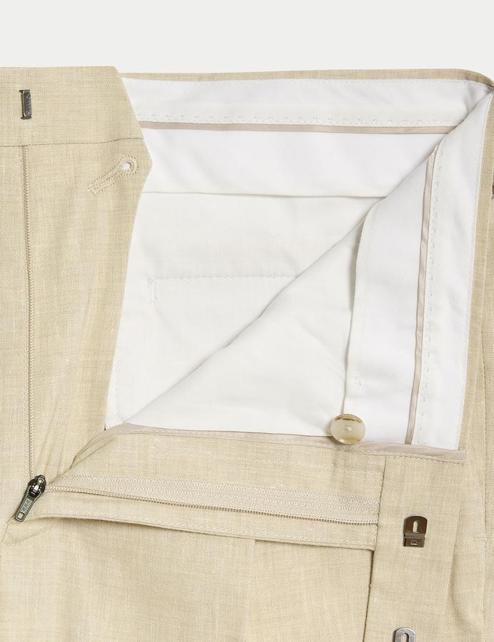 Tailored Fit Italian Performance Linen Blend Suit Trousers