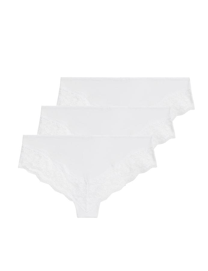 3 Pack Jasmine Lace Trim Brazilian Knickers