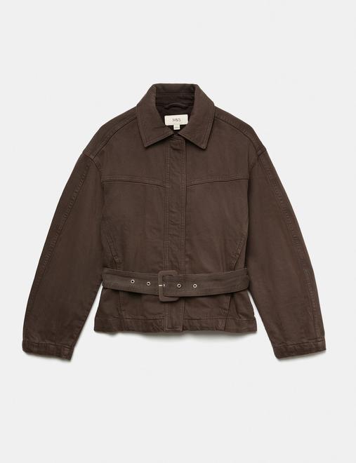 Cotton Rich Denim Belted Jacket