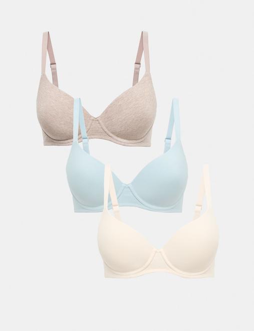 3 Pack Cotton Rich Wired Full Cup Bras A-E
