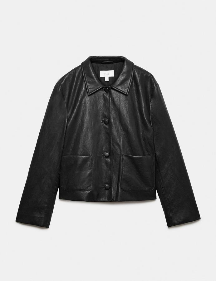 Faux Leather Padded Short Jacket