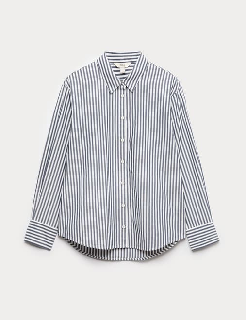 Pure Cotton Striped Collared Shirt