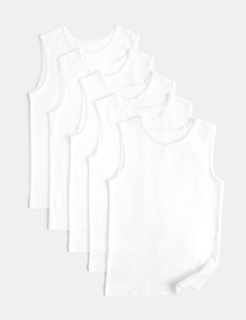 5 Pack Pure Cotton Bow Vests (2-14 Yrs)