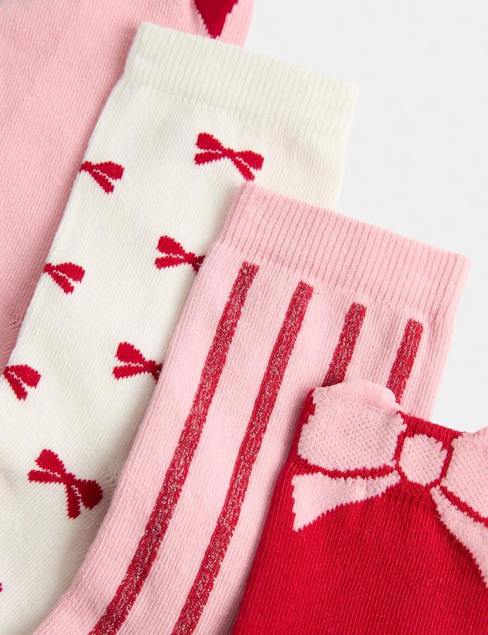 4 Pack Cotton Rich Bow Socks