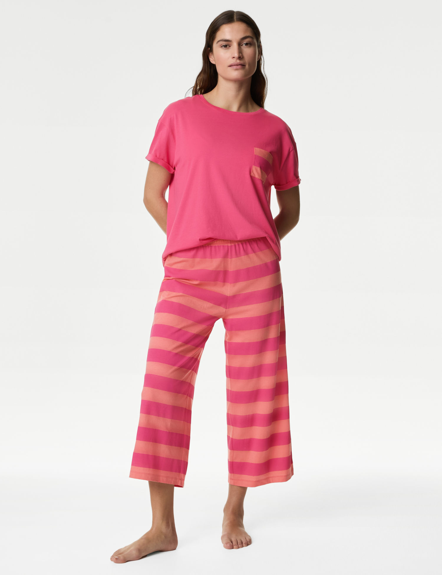 Shop Cotton Rich Crop Leg Pyjama Set for Women Online Marks and