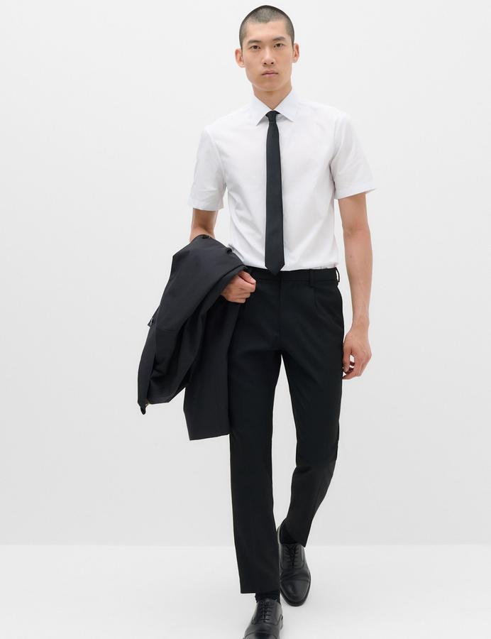 Slim Fit Easy Iron Cotton Blend Short Sleeve Shirt