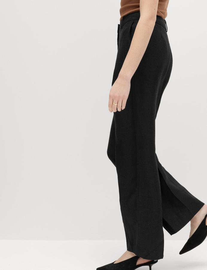 Linen Blend Relaxed Straight Trousers