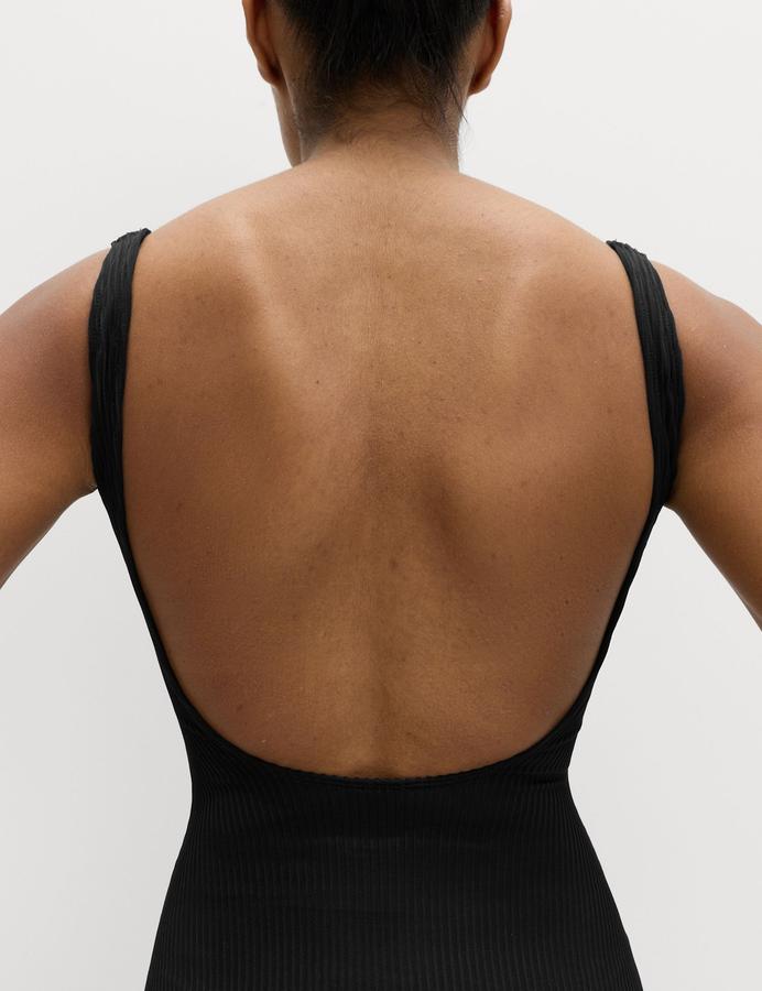 Ribbed Textured Scoop Neck Swimsuit