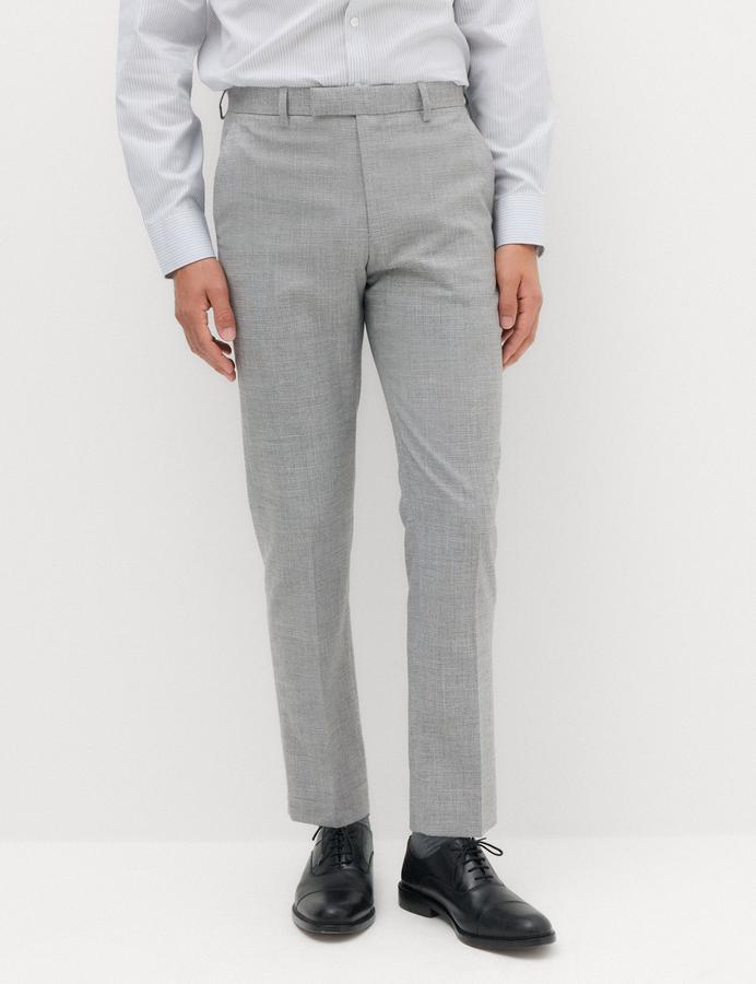 Regular Fit Textured Stretch Suit Trousers