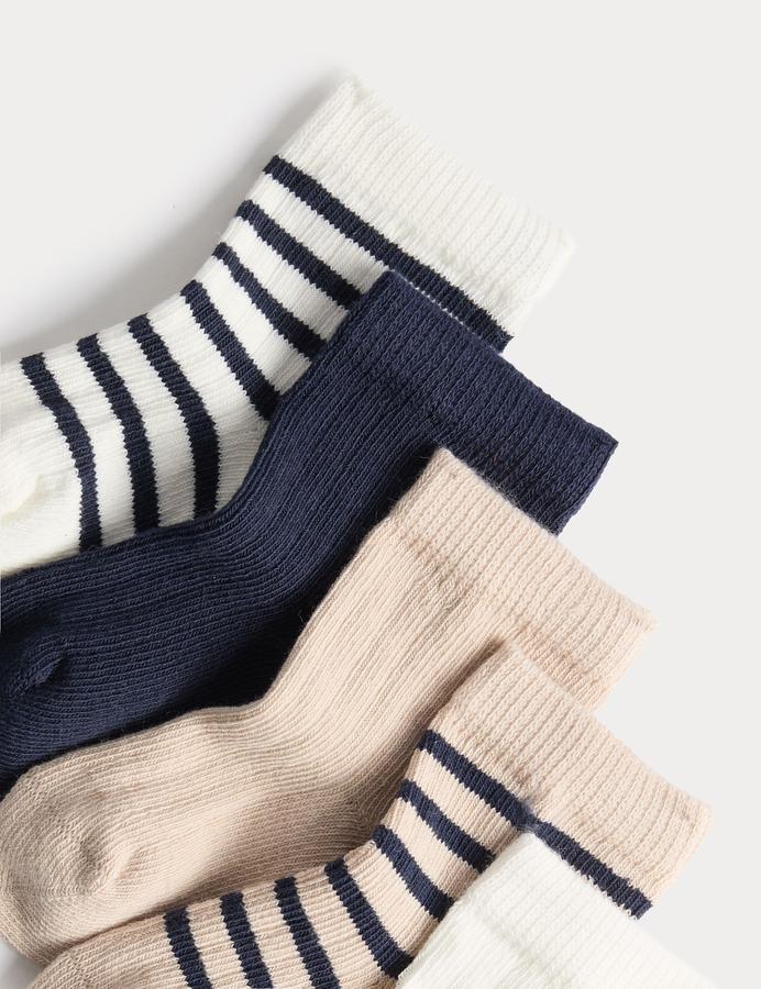 5 Pack Cotton Rich Striped Baby Socks (0-24 Mths)